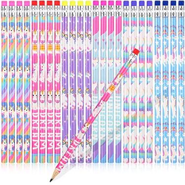 Imagem de Lápis de unicórnios arco-íris HB lápis apagáveis bonito grafite lápis divertidos para crianças lápis de unicórnio lembrancinhas lápis de festa unicórnio com borrachas para festa de aniversário escritório material escolar (36)