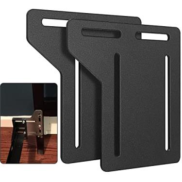 Imagem de 2 peças adaptador de suportes de estrutura de cama para cabeceira extra, placa de modificação de cama queen, suporte de fixação de cabeceira com ferragens, placa de conversão de adaptador de moldura d