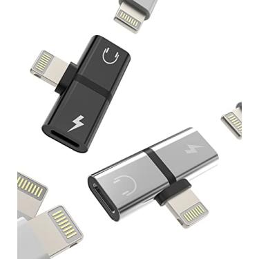 Imagem de Adaptador de fone de ouvido para iphone dual lightning (pacote com 2) adaptador para Apple divisor de áudio e carregador de fone de ouvido 2 em 1 cabo de fone de ouvido compatível com telefone 13 12 11 Pro Max Mini Xs 7 X Xr 8Plus
