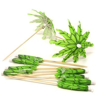 Imagem de Honbay 20 peças Tropical Coco palmeira papel guarda-chuva palmeira palhetas de coquetel palitos de frutas palitos cupcake Toppers