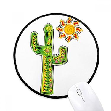Imagem de DIYthinker Tapete de rato pintado à mão com elemento de cultura do México para mesa de escritório tapete redondo para computador