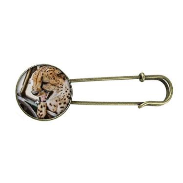 Imagem de Broche de metal retrô de organismo terrestre animal selvagem leopardo broche de metal