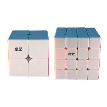 Kit Cubo Mágico Qiyi 2x2 + 3x3 + 4x4 + 5x5 Stickerlss