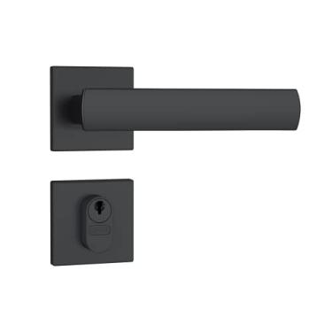 Imagem de Fechadura Porta Externa 803/35 Roseta Quadrada Em Aço Inox Acabamento Preto Stam