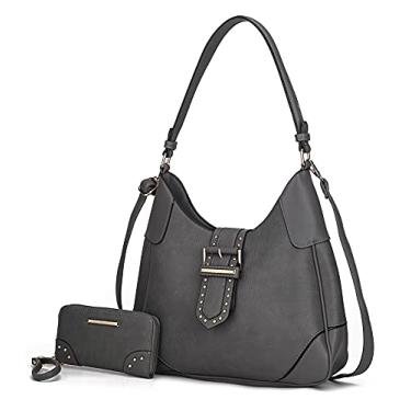 Imagem de MKF Collection Bolsas de ombro para mulheres, bolsa cruzada, bolsa transversal Hobo lateral e carteira carteira de carteira combinando, Juliette Charcoal