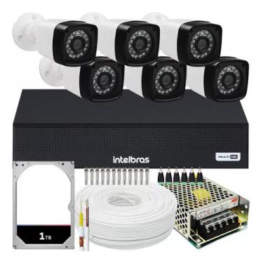 Imagem de Kit Full Hd 6 Câmeras Segurança 1080P 2Mp Dvr Intelbras 8 Ch - Intelbr