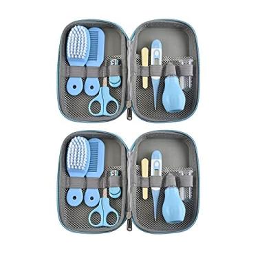 Imagem de Kit de higiene portátil para bebês Conjunto de cuidados de segurança para bebês Cortador de unhas Escova de lima de unhas Pente Aspirador nasal Tesoura Termômetro eletrônico Escova de dentes de dedo