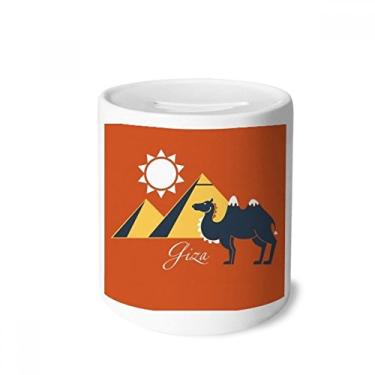 Imagem de DIYthinker Caixa para dinheiro com estampa de pirâmide do Egito com estampa de camelo e porta-moedas de cerâmica