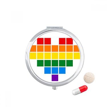 Imagem de Caixa pequena de comprimidos de coração Gay da Rainbow com compartimento para armazenamento de remédios