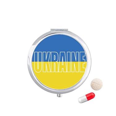 Imagem de Caixa de comprimidos com nome da bandeira do país da Ucrânia, recipiente de armazenamento de medicamentos