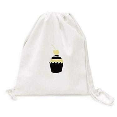 Imagem de Mochila Love Cake Cheery estilo citação alegre bolsa de lona com cordão para compras viagem