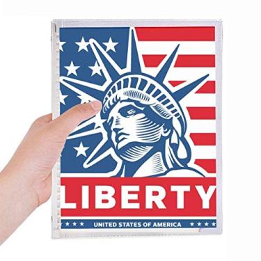 Imagem de Caderno com estampa de estátua da bandeira dos EUA com folha solta diário recarregável artigos de papelaria