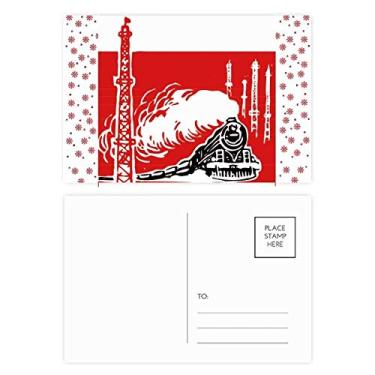 Imagem de Cartão postal China Train Tower Steam Red Christmas Christmas Flower Celebration