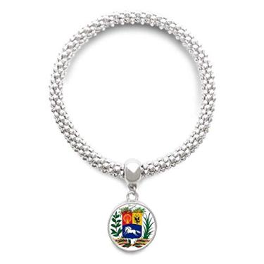 Imagem de DIYthinker Bracelete de prata com emblema nacional da Cidade do Vaticano com pingente de corrente ajustável