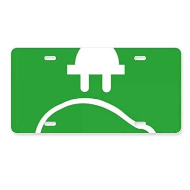 Imagem de DIYthinker Plugue de desenho animado para veículos de energia protege o meio ambiente placa de carro decoração acessório de aço inoxidável