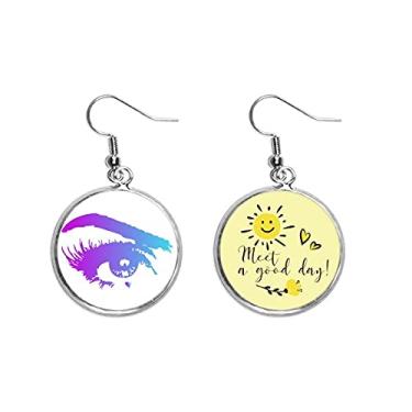 Imagem de Cílios parciais fechados, Art Deco, presente, moderno, gota, sol, flor, brinco, bijuteria, moda