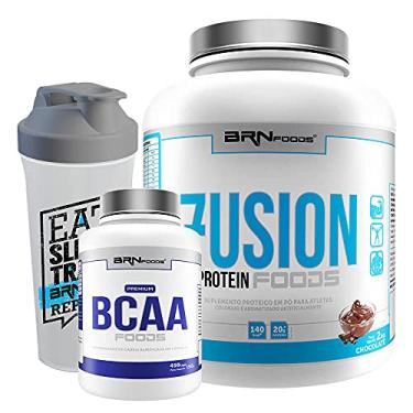 Imagem de Kit Fusion Protein Foods 2kg Chocolate + BCAA + Coqueteleira – BRN Foods