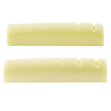 Imagem de Musiclily Pro Plástico de Resina Uréia 43mm Slotted Pestana Estilo LP Nut Base Plana para Guitarra Les Paul ou Violão de 6 Cordas, Marfim(2 Peças)