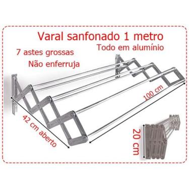 Imagem de Varal Sanfonado De Alumínio 1,00 Metro Não Enferruja - Crossmastic