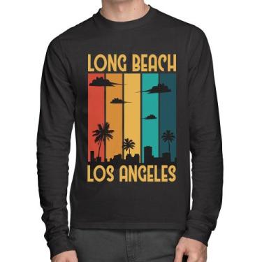 Imagem de Camiseta Algodão Long Beach Los Angeles Manga Longa - Foca Na Moda