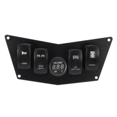 Imagem de Painel de alumínio 4 Gang Rocker Switch Disjuntor Azul LED RV Carro Barco Marítimo 12/24V ON/Off para ATV UTV RZR XP 900 800 e 570