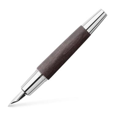 Imagem de Faber-Castell e-motion 148222 Caneta-tinteiro de madeira/cromada/ponta EF com embalagem de presente/barril cor preta/prata