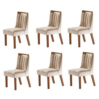 Imagem de Kit 6 Cadeiras Lottus Cinamomo/Creme - Lj Móveis