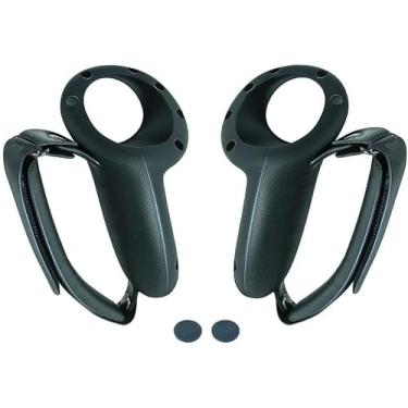 Imagem de Capa de silicone para controle de controle para Meta Quest 3, capas protetoras de mão para Quest 3, capa de controle de jogo com alça ajustável, alça macia, acessórios VR/385 (Color : Black)