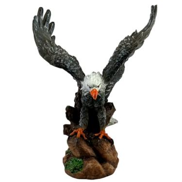 Imagem de Estatueta Águia Gavião Espanta Pombo em Resina Realista Decoração Escritório
