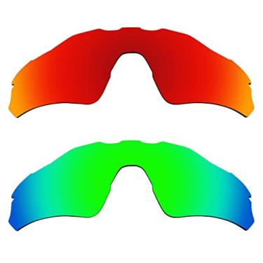 Imagem de Alphax 2 pares de lentes polarizadas de substituição para óculos de sol Oakley Radar EV Path OO9208 - vermelho + verde