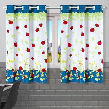 Imagem de Cortina De Cozinha Estampada 2,00M X 1,30M Joaninha Azul