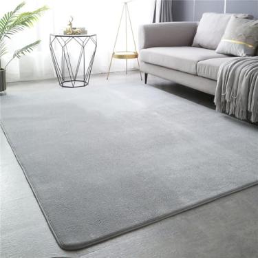 Imagem de Tapetes de veludo para decoração de sala de estar, grosso, curto, pelúcia, área, crianças, quarto, rastejando, almofada de varanda, cinza, 60x120cm, 23,6x47in