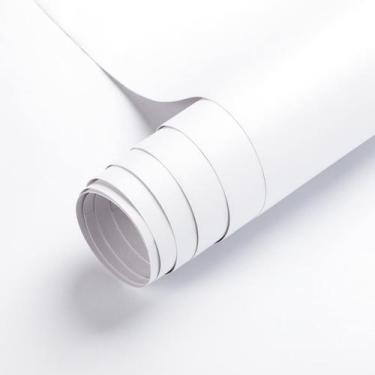 Imagem de Papel Adesivo Contact Branco Fosco 5M X 45cm Vinil Lavável Para Envelo