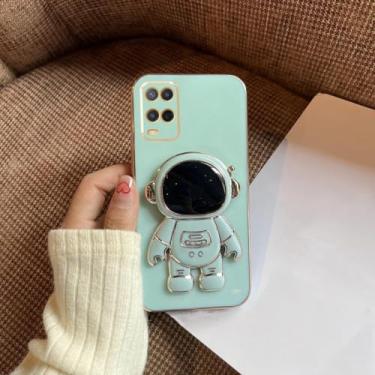 Imagem de Para Oppo a54 Capa de revestimento de suporte de astronauta para Oppo A54 A52 A16 A15 A36 A58 A53 A74 A57 A17 A72 4g 5g Capa de suporte de silicone, verde, para OPPO A57 5G