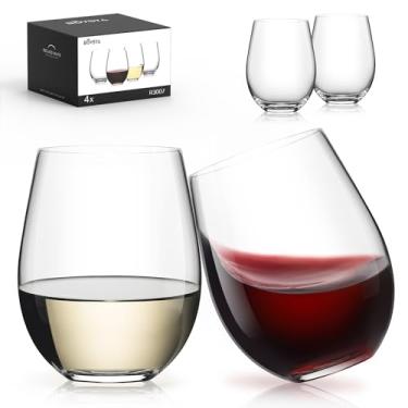 Imagem de LUNA & MANTHA Conjunto de 4 taças de vinho sem haste, taças de vinho branco vermelho cristal de 510 g para uso diário, hospedagem, bar em casa, festa noturna, aniversários, chuveiro, presente de
