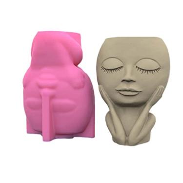 Imagem de Moldes para vasos de flores de concreto para bebês vasos de suculentas moldes de silicone para vela suporte de caneta molde de resina epóxi gesso cimento molde de argila (C152)