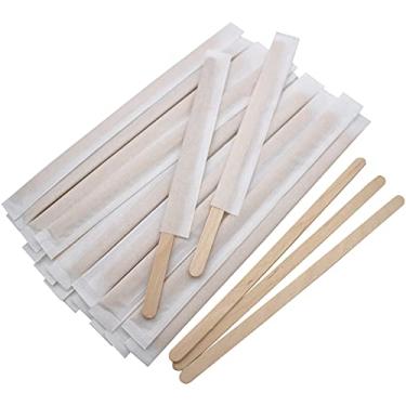 Imagem de BLUE TOP Individually Paper Wrapped Wooden Coffee Stirrers 7 Inch Pack 500, Disposable Wood Sticks for Coffee/Tea/Hot Beverage/Hot Chocolate/Cold Drinks, Wood Blenders for butter sugar,Craft Stick