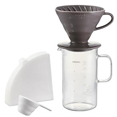 Imagem de Conjunto de servidores e gotejadores HARIO BVD-3012-GR Craft Science Beaker (600 ml), capacidade prática de 630 ml, para 1 a 4 xícaras, feito no Japão, cinza