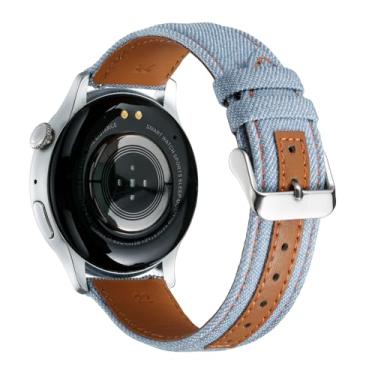Imagem de Moran Pulseira de couro para relógio jeans de liberação rápida de 18 mm, 20 mm e 22 mm, pulseira de reposição para smartwatch compatível com Samsung Galaxy Watch 7/6/5/4/3, Garmin Watch, Fossil