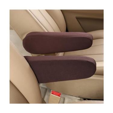 Imagem de Kewucn 2 peças capas de apoio de braço do banco dianteiro do carro, protetores de braço de assento de carro de tecido elástico, substituição universal da capa do descanso do braço do assento, acessórios de decoração de interiores do veículo (marrom)