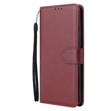 Imagem de Capa de couro flip original para Samsung Galaxy A74 A24 A54 A34 A04E A14 A22E A03 A23 A73 A53 A33 A03S A13 A82 Capa de telefone, Claret, para Samsung A34