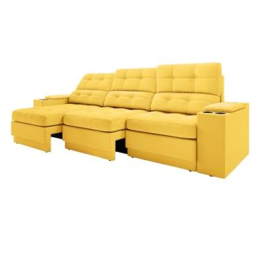 Imagem de Sofá com Usb Retrátil e Reclinável Eureka 2,30m Canário