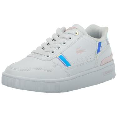 Imagem de Lacoste Tênis feminino T-Clip, Branca/Lt Pnk, 1 Little Kid