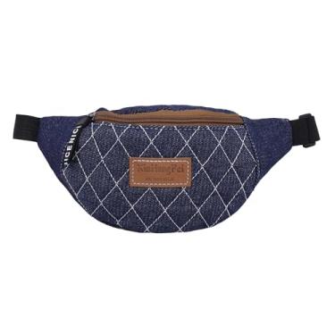 Imagem de JASASCCEL Mini bolsa tiracolo azul jeans bolsa transversal casual moda rômbica gráfica bolsa de ombro bolsa de ombro carteira para crianças, viagens, caminhadas, Bolsa de cintura azul marinho, One