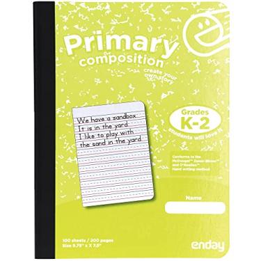 Imagem de Enday Caderno de composição primária K-2, livro de composição primária verde, caderno de composição primária para crianças, caderno de 100 folhas de jardim de infância