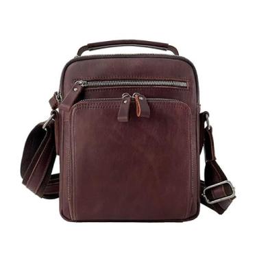 Imagem de Bolsa tiracolo masculina de couro genuíno para homens, bolsa mensageiro pequena, bolsa de couro, presente do pai, E
