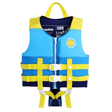 Imagem de Gogokids Colete de natação infantil, boia infantil para meninos e meninas 20-30-40-50-27-32 kg, jaqueta flutuante com alça de segurança ajustável, roupa de banho flutuante para piscina, para crianças