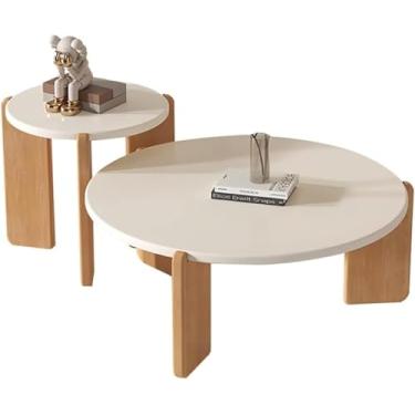 Imagem de Mesa lateral do sofá, mesa de nidificação da sala de estar/mesa de centro redonda/mesa de chá de lazer/mesa de coquetel, para janela de sacada, a, 50 + 70cm