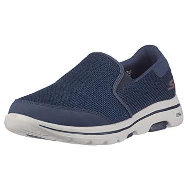 Imagem de Skechers GOwalk 5 – Tênis de caminhada masculino casual sem cadarço elástico, Azul-marinho 2, 12 X-Wide