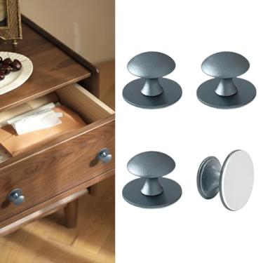 Imagem de CcHhyyt Puxadores adesivos de armário, 4 peças, maçanetas autoadesivas azuis, sem furadeira, gaveta, puxadores de aço inoxidável, para armários de medicamentos, gavetas, armários, porta deslizante de